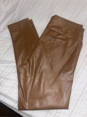 Tan faux leather leggings